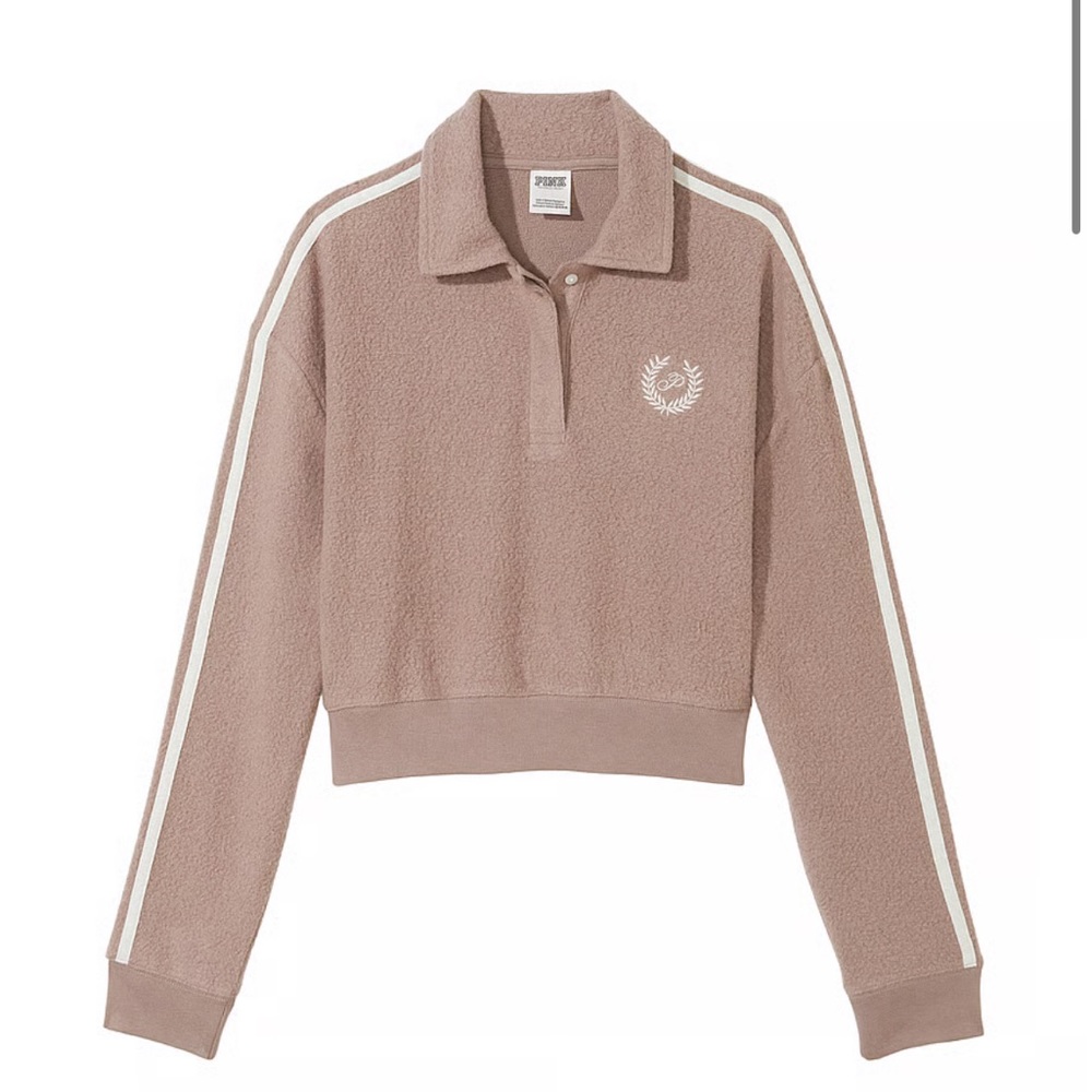 PINK
REVERSE FLEECE CROPPED POLO SWEATSHIRT